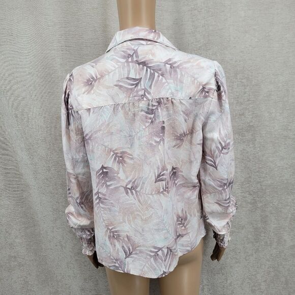 Cloth & Stone Women's Linen Rayon Tropical Leaf Print Button Up Blouse NEW - Picture 5 of 11